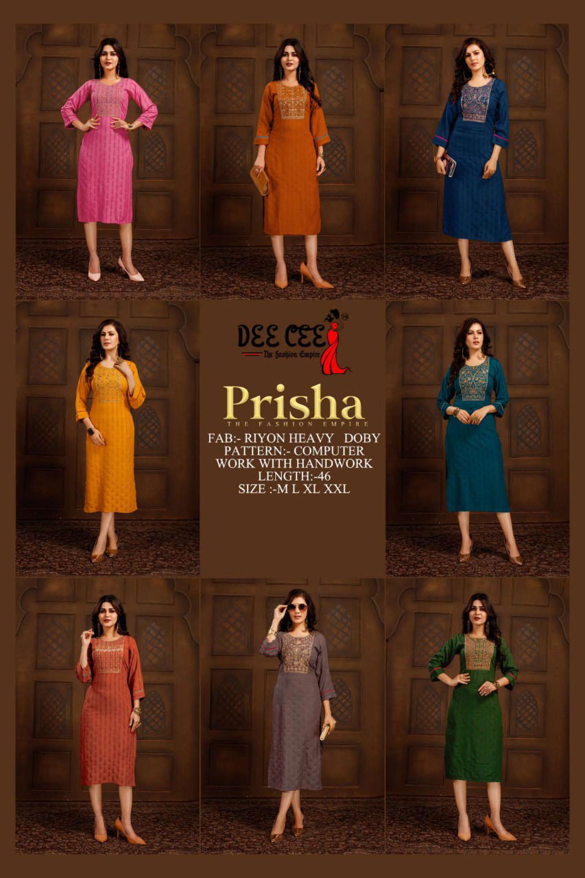 Deecee Prisha Rayon Fancy Party Wear Designer Stylish Kurti Collection